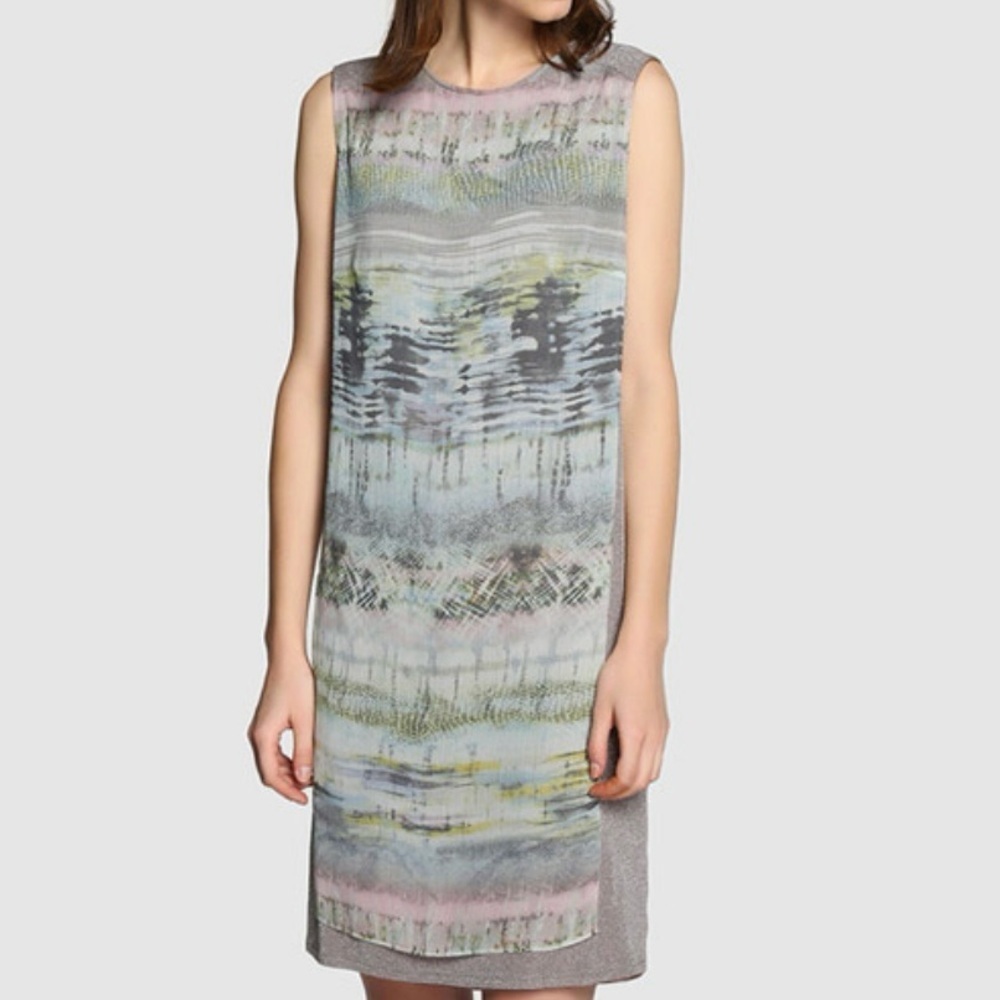 NWT Bandolera Elegant Pastel Abstract Midi Dress Size 8